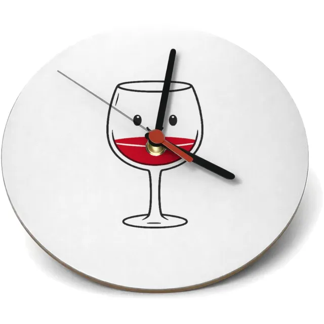 Mr Cadeautjes Klok rond Ø 19 - design Een minimalistische koffiebeker met een blij gezicht en een | cadeau Wit
