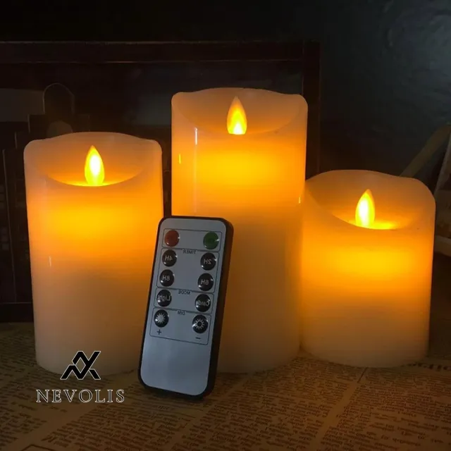 Nevolis LED Candles Without Flame Pillar Candle with Remote Control and Timer Function Diameter 7.5 cm x H 10 cm / 12.5 cm / 15 cm LED Candles for Birthday Party Wedding Hotel Home . multi-color