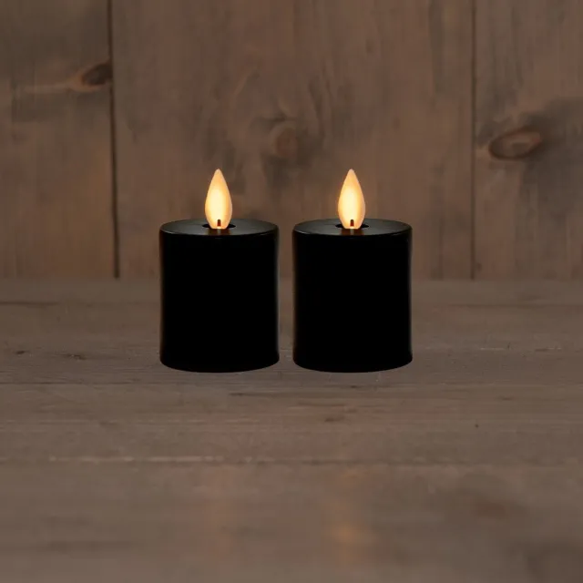 Annas Collection B.O.T. 2Pcs Candle kaarss Black 4,5X8 cm Moving Flame 2X2Aaa Anna's... zwart