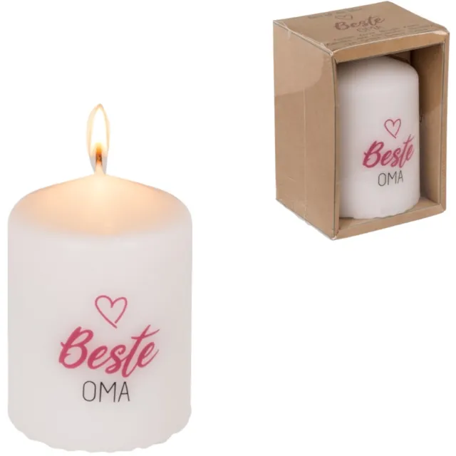Out of the Blue Stompkaars Beste Oma 6 x 8 cm- Kaar voor oma - oma - kaars met tekst - cadeau Wit