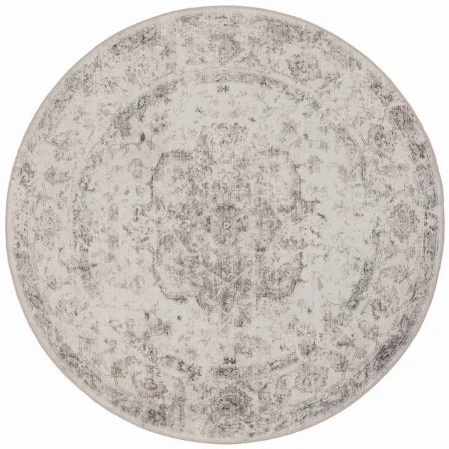 Dutch XXL Rond Vintage Vloerkleed | Tapijt | Inka | Medaillon | Beige | 160x160 cm