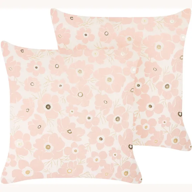 Beliani TRITELEIA - Sierkussen set van 2 - Roze - 45 x 45 cm - Fluweel