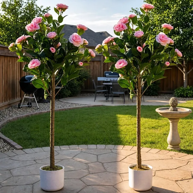 Danky Kunstbloem Camellia Boomset 2 stuks - 20 Bloemen - Onderhoudsvrije decoratie