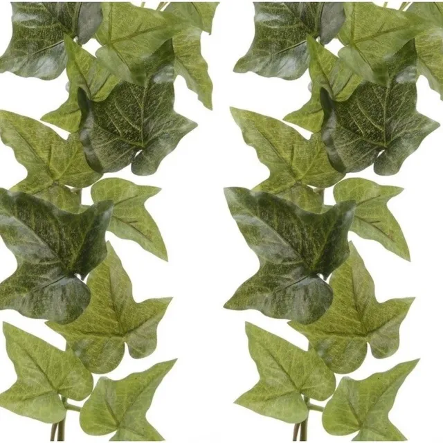 Bellatio Flowers & Plants 2x Groene Hedera Helix/klimop kunstplant slingers 180 cm - Kunstplanten/nepplanten - Hangplanten