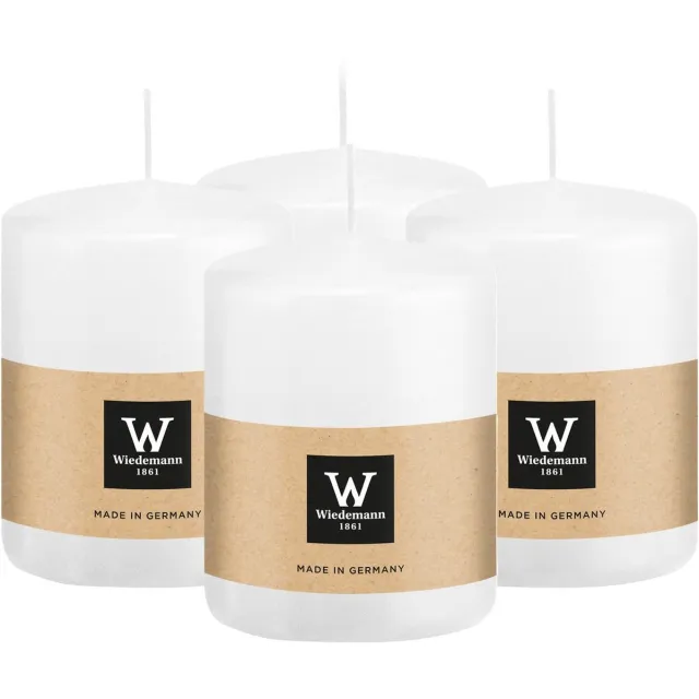 Wiedemann Cilinderkaars/stompkaars - 4x - wit - 6 x 8 cm - 29 branduren - zuilkaarsen