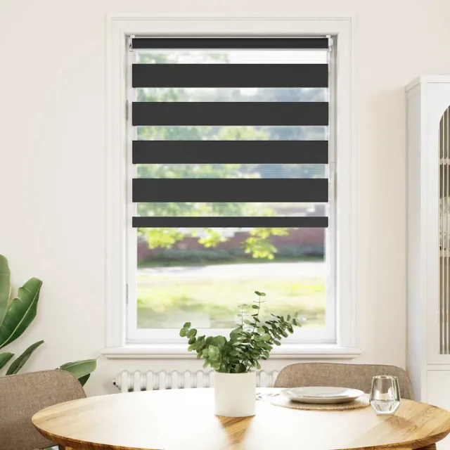 vidaXL Zebra rolgordijn 90,9 x 150 cm stofbreedte 86,7 cm zwart