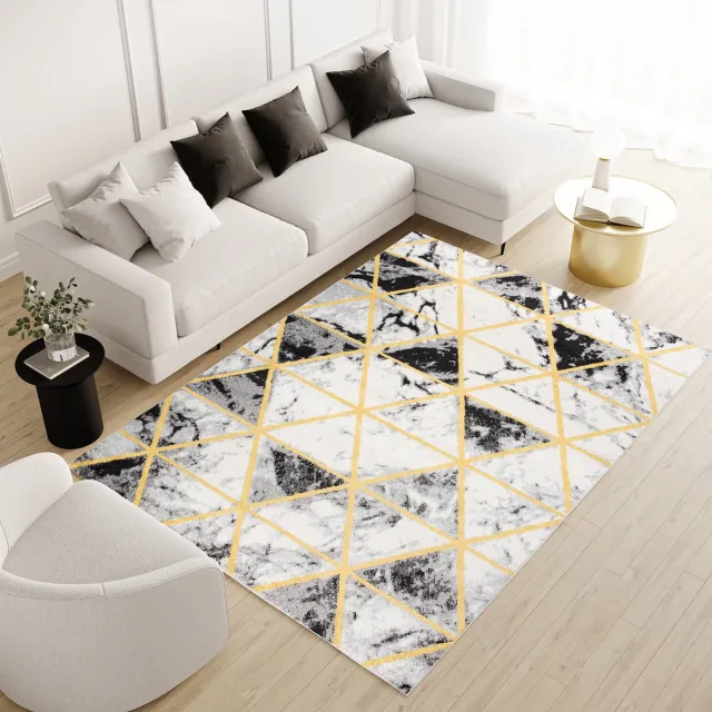 Tapiso Malesia Vloerkleed Geel Abstract Tapijt Maat- 300x400 Grijs