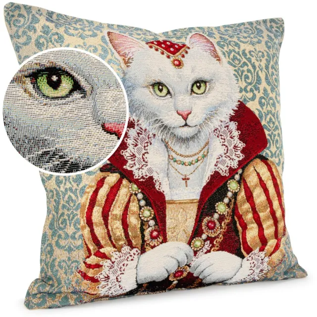 ANRO Koningin Sierkussen 45x45 cm - Jacquard gobelin Beige