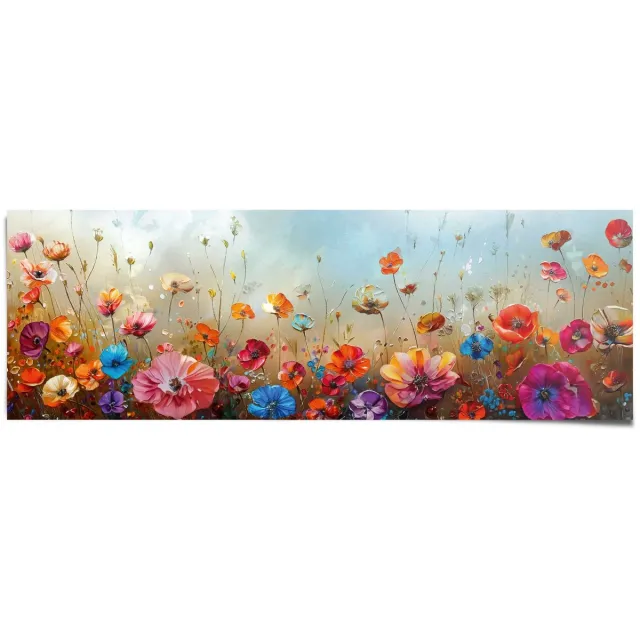 REINDERS Poster Bloemenveld - 53 x 158 - Papier - REINDERS