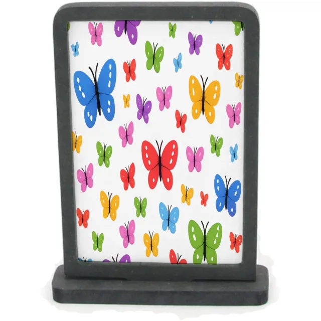 Mr Cadeautjes Houten fotolijst rechthoek met MDF inleg - design Speels herhaalpatroon met kleurrijke vogels en kleine bloese | cadeau Wit