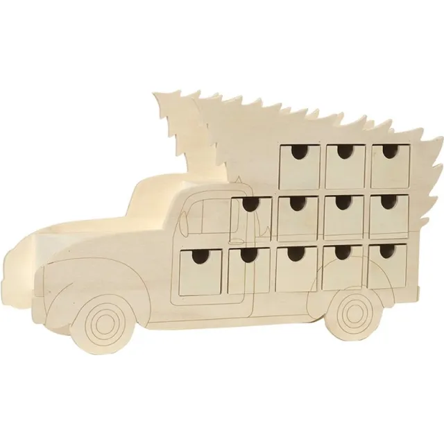 Artemio Adventskalender wagen 40x22,5x10,5 cm Houtkleur