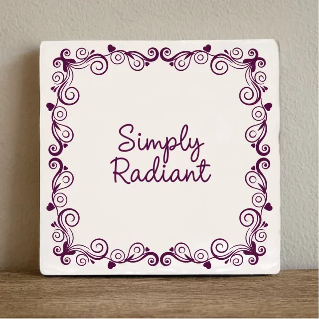 Nevolis Simply Radiant Inspirerende Tekst Decoratieve Tegel – Elegante Bloemen Wanddecoratie – 15 x 15 cm Multi Color
