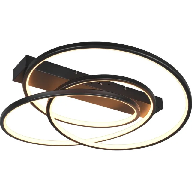 Trio DARVIN - Plafondlamp - Goud - incl. 1x SMD 34 W - Instelbare lichtkleur - Dimbaar met schakelaar - Plafondbevestiging - Niet geschikt voor externe dimmer - DIP - Schakelaar Zwart mat