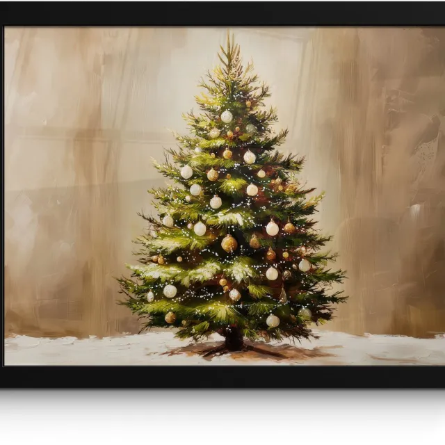 FrameYourWall Poster in lijst - Fotolijst 40x30 cm - Posters - Kerst - Sfeer - Groen - Posterlijst zwart - Decoratie - Wanddecoratie woonkamer - Muurdecoratie slaapkamer - Kerstversiering - Kerstdecoratie voor binnen - Kerstmis