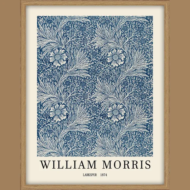 homebound by ky Schilderij met frame William Morris blauw