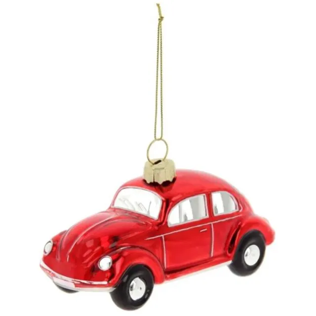 Volkswagen Rode Beetle - Glas Ornament Rood