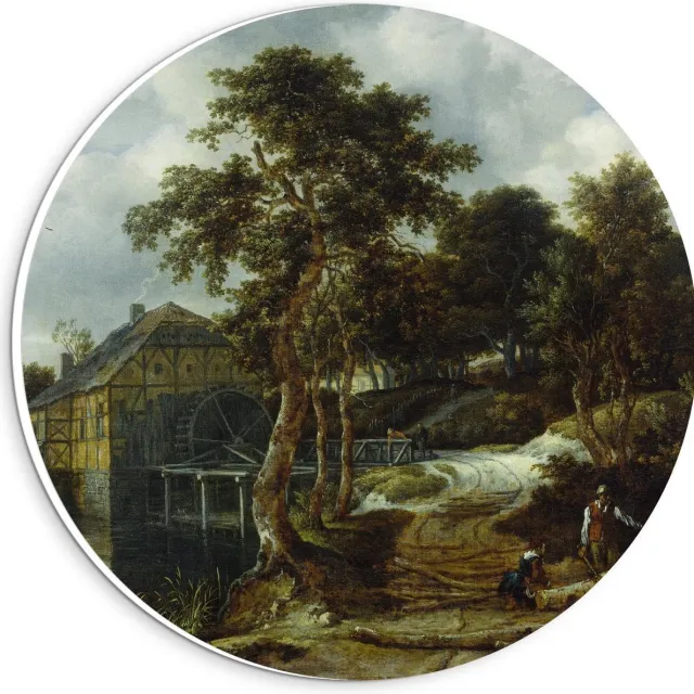 KuijsFotoprint Schilderij - Oude Meesters Landschap Met Watermolen. Jacob Isaacksz Ruisdael - Groen, Blauw En Bruin - 20 X 20 Cm