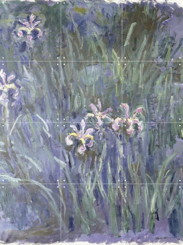 IXXI Iris, Claude Monet & Bridgeman Images - 60 x 80 cm - Grote wanddecoratie en posters - Impressionisme, Postimpressionisme, Olieverf, Klassiek Paars / Warme kleuren