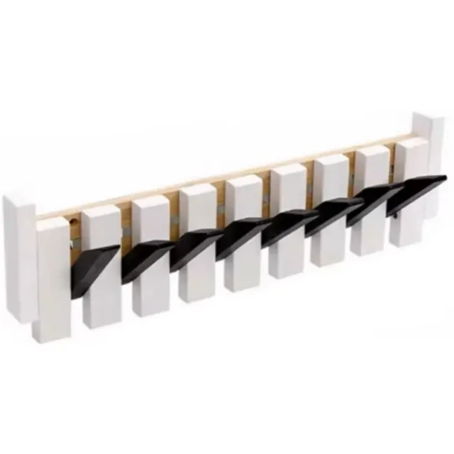 DWIH Piano Kapstok - wandkapstok - keys - 8 haken - kapstok hangend - Black/White Zwart/Wit
