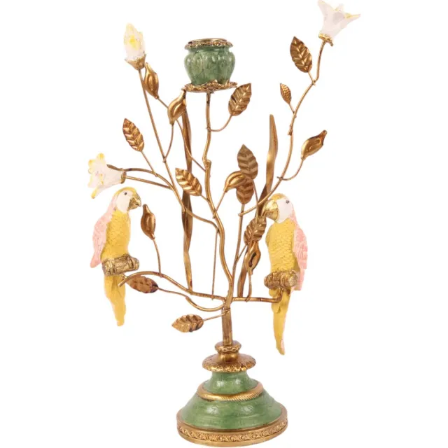 Baroque Kandelaar - Kandelaar Papegaai 32 cm - Groen - Resin - 32x19x8 - Polyresin Green