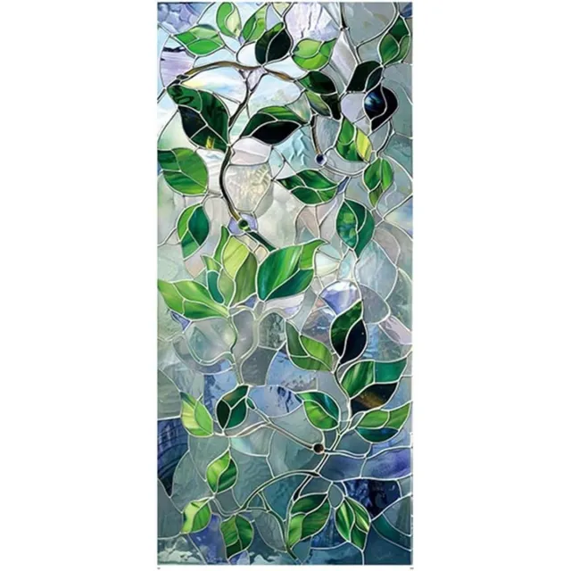 OEMG 39,4×17,7 inch Glas in lood Vensterfilm – Statische Cling Sticker, Privacydecal voor Woonkamer, Badkamer, Kantoor & Huisdecoratie Groen