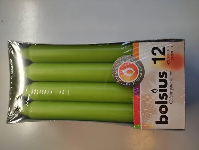 Bolsius diner kaarsen - 12 stuks - dinerkaarsen - 18cm - Appeltjesgroen - groen - 6 uur