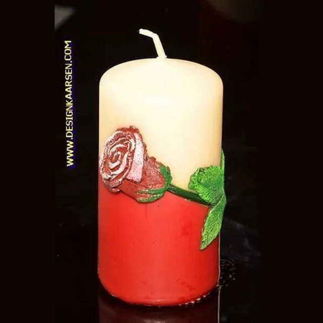 MilaNNE Rode Roos, Kaars, Rond, Ø6 cm, H: 13 cm rood