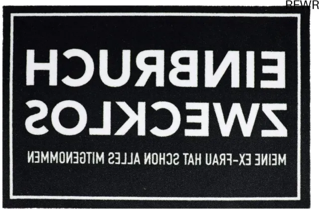 RFWR Wasbare antislip deurmat 40 x 60 cm - Einbrekers afschrikkend ontwerp rich white on black contrast