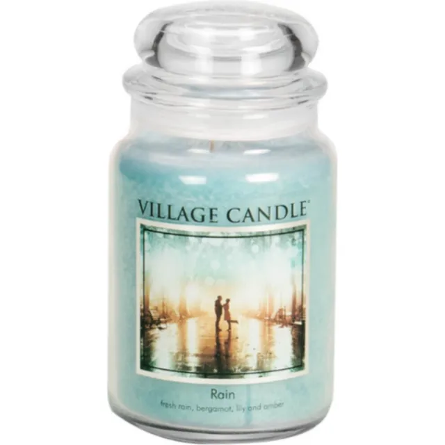 village candle Large Jar Rain - fresh blauw