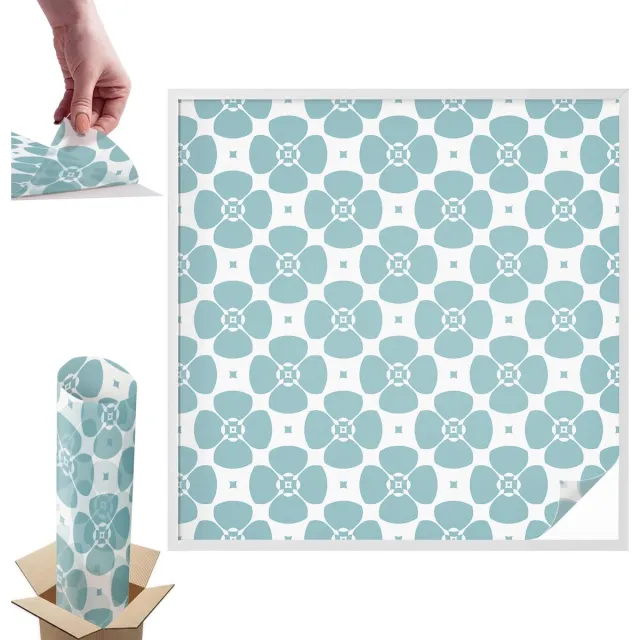 TULUP Raamfolie Anti inkijk - Bloemsymmetrie Anti inkijk Raamfolie - 100x100 cm - Wit Raamfolie Tegen inkijk - Zelfklevende Anti inkijk Folie Glas in Lood - Voor de slaapkamer, woonkamer en badkamer. - Zonwerende Raamfolie Glas in Lood Wit - Bloemsymmetrie