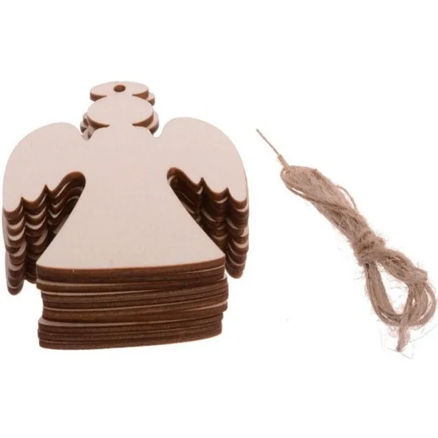 ProductGoods Houten Engelen - Kersthangers - Zelf in te kleuren - Set van 10 stuks - Kerstdecoratie