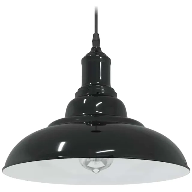 vidaXL Hanglamp in hoogte verstelbaar E27 Ø31 cm metaal glanzend zwart