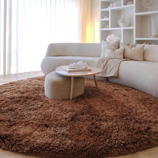 Nordic Weavers Shaggy vloerkleed rond - Sveve cognac 250