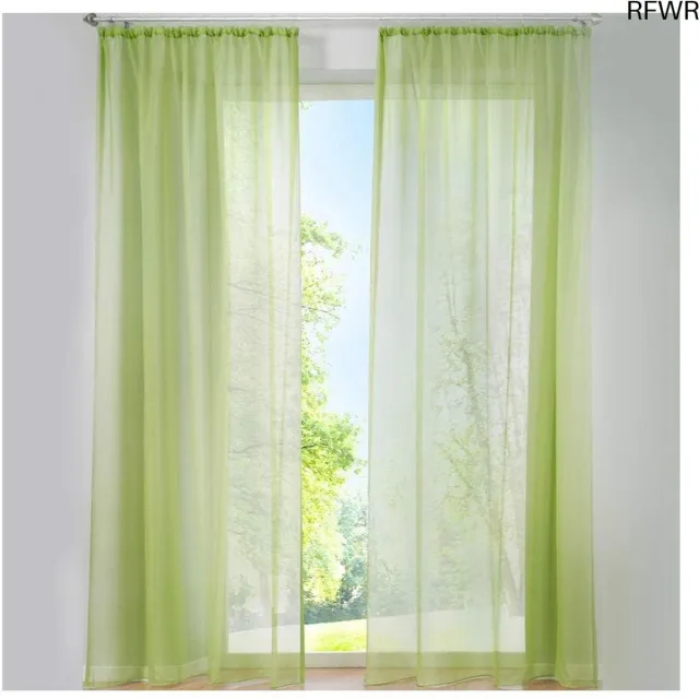 RFWR Elegante doorschijnende gordijnen met 2 panelen in lichtgroen voor moderne interieurs