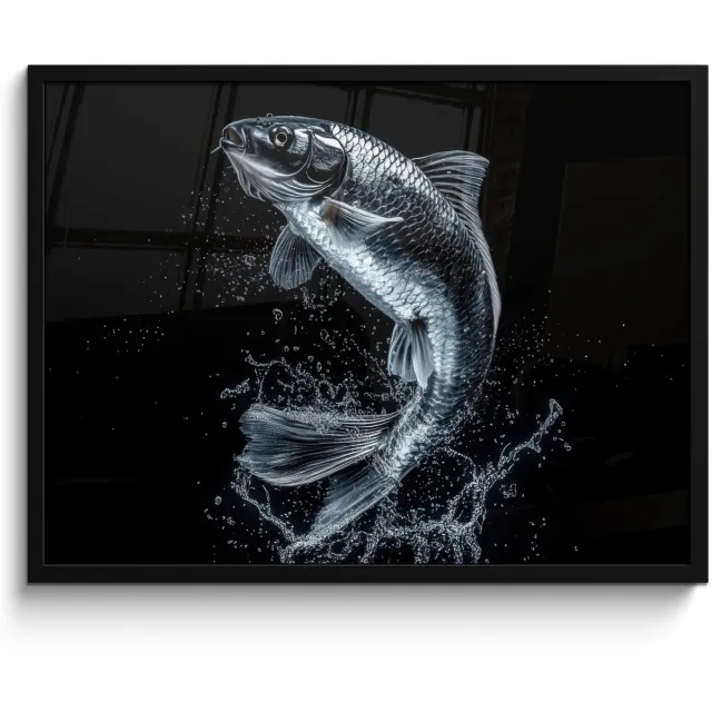 FrameYourWall Poster in lijst - Fotolijst 70x50 cm - Posters - Vis - Koi - Zwart - Water - Posterlijst zwart - Decoratie - Wanddecoratie woonkamer - Muurdecoratie slaapkamer Koi - Vis