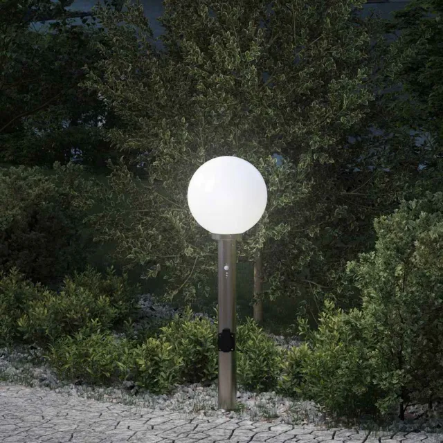 vidaXL Bolderarmatuur met sensor en stopcontact 80 cm roestvrij staal IP44 Zilver
