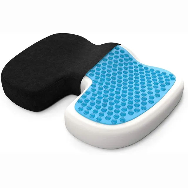 Gelkussen met Gel-laag - Gel Zitkussen - Gelkussen Zitten - Stuitkussen - Wigkussen - Stoelkussen - Orthopedisch - Traagschuim Kussen - 48 x 36 x 9.5 cm - Large - Zwart Velours - van Imperatoris