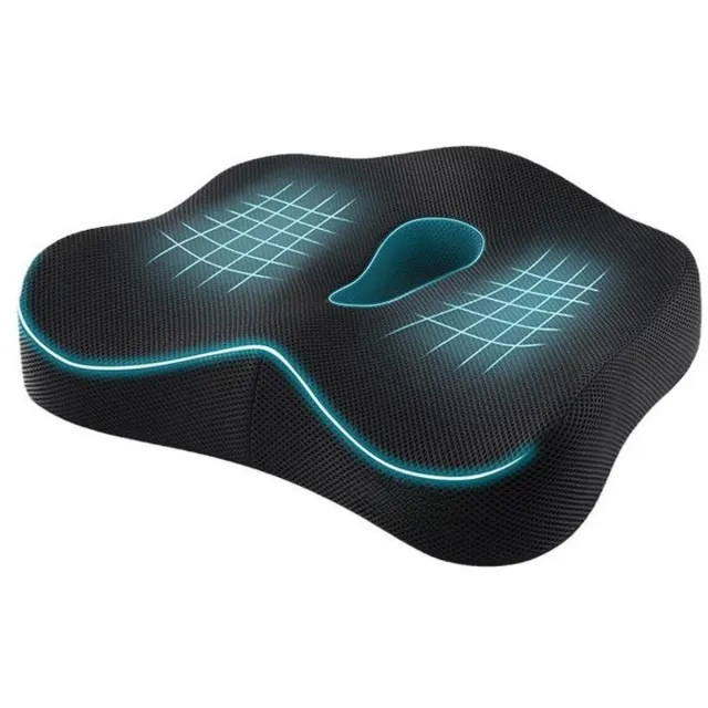 KZQ Zitkussen - Zitkussen van traagschuim - Verlicht rugpijn, ischias, stuitbeenpijn, tussenwervelschijfdegeneratie en lage rugpijn - Vormt de billen - Zwart - 44*39*10 cm