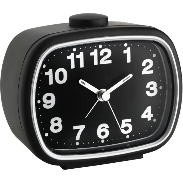 TFA Dostmann 60.1017 - Wekker - Analoog - Quartz - Alarm - Snooze - Fluorescerende wijzers - Achtergrondverlichting - Zwart - Wit Black;White