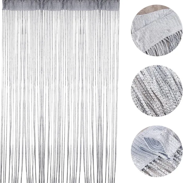 ANMI Glitter Slinger Gordijn – Deurgordijn met Pailletten – 91x200cm – Zilver & Grijs – Decoratief Vliegengordijn | Kamerverdeler, Raamdecoratie & Feest Achtergrond – ANMI