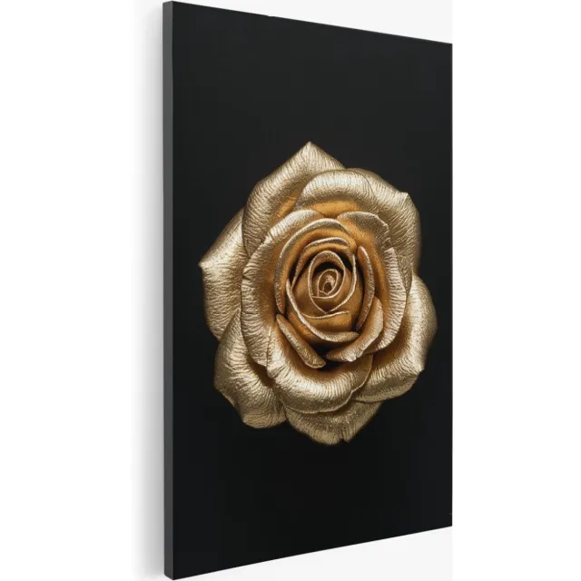 Saammp Canvas Schilderij - Goude Roos - Natuur - Bloemen - 100x150 - Foto op canvas - Wanddecoratie - Muurdecoratie Woonkamer - Kantoor Decoratie Multicolor
