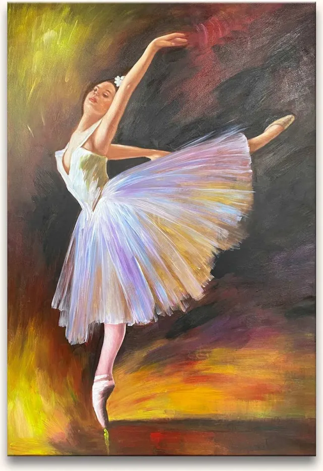 Grootmeesters ® Handgeschilderd schilderij Olieverf op Canvas - Edgar Degas 'Ballerina' wit
