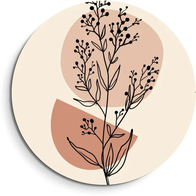 KitchenArt Blush Botanical Line - Muurcirkel Binnen - ø 40 cm - Wandcirkel - Mét Ophangsysteem - Wanddecoratie - Muurdecoratie Zwart, Bruin, Bloemen, Beige, Roze