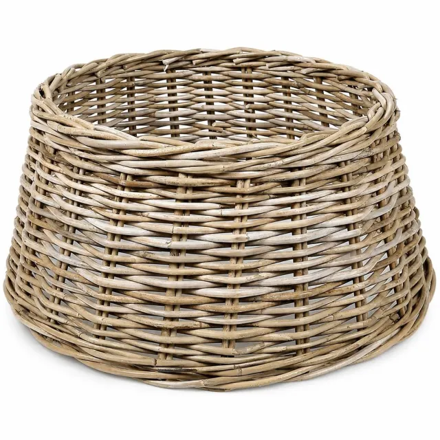 Famanu Rieten kerstboomrok van 60 x 26 cm, kerstboommand voor kerstdecoratie Bruin