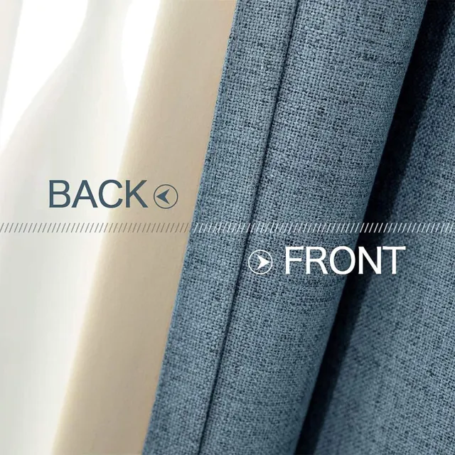 Unyqoos Premium Verduisteringsgordijnen in Linnenlook met Ringen voor Optimale Isolatie en Privacy, Set van 2, 245 x 140 cm, Blauw