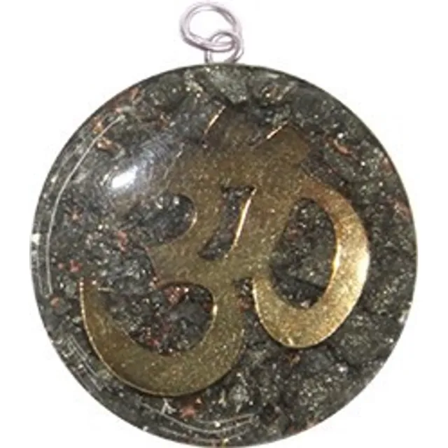 Green Tree Candle Green Tree Orgonite Hanger Rond met OHM Symbool en Pyriet – 5 x 4 cm – Bescherming & Balans Multicolor
