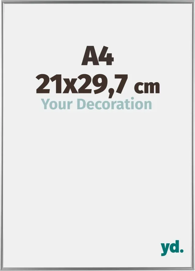 yd. Your Decoration - Fotolijst A4 21x 29,7 cm - Kunststof - Zilver Hoogglans - Evry