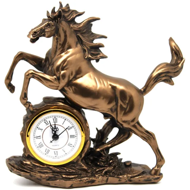 Queen Isabell Klok Beeldje springend paard - bronzen decoratie Bruin