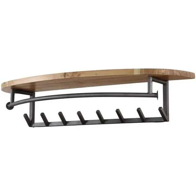 LT-Luce Kapstok Round 8 haken & Hoedenplank Acaciahout L 100cm Bruin
