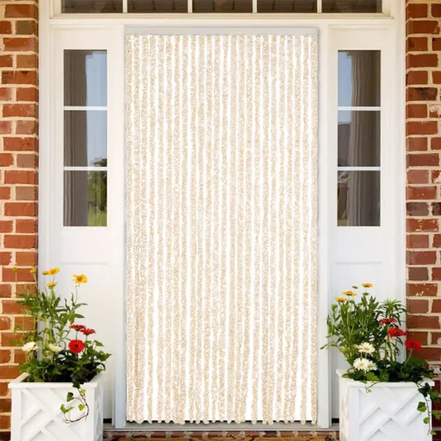 vidaXL Vliegengordijn 100x230 cm chenille beige en wit